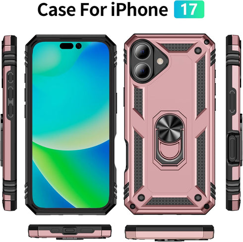 Ymyhyuxi 11 360 Heavy Duty Protective Case for iPhone with Rotatable Metal Ring Kickstand, Shockproof Rugged Armor