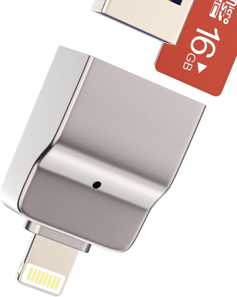Lightning to USB TF Adapter Micro SD Card Reader for iPhone 14 13, Apple MFI Certified Dongle for Samsung OTG