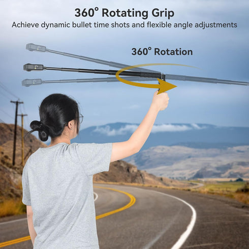 UTEBIT 5.9"-47" Insta360 X5/X4, 3, 1/4" Bullet Time Handle Tripod Rotating Grip with Invisible Selfie Stick, Compatible