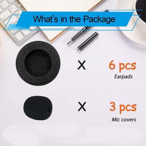 Foam Ear Cushions Replacement for Plantronics Headset, 6 Pack for HW251N HW261N HW510 HW520 Blackwire 3210 3220