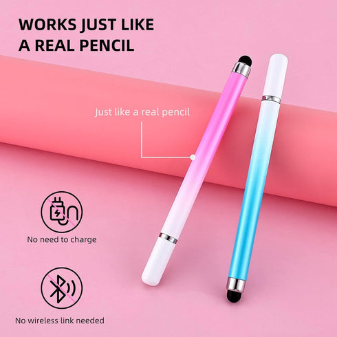 2 in 1 Stylus Pens for Touch Screens,3 Pcs Stylus Pencil with Transparent Disc & Silicone Tip High Sensitivity Stylus Fine Point Stylus Pen Compatible with All Touch Devices