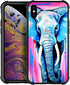 Compatible African Elephants Pattern Design Shockproof Case for iPhone X/XS, Anti-Scratch Hard PC Back Case