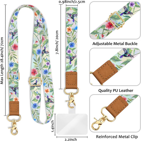 Piefly Phone Lanyard Crossbody Wrist Strap, Bird Cell Phone Lanyards for Around the Neck Wristlet Shoulder, Adjustable