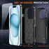 Mysterious Black iPhone 15 Case: Shockproof, 15 FT Military Grade Drop Protection, plus 2X Tempered Glass Screen