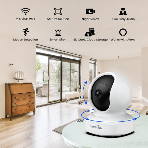 wansview Security Camera, IP Camera, WiFi Home Indoor Camera for Baby/Pet/Nanny, 2 Way Audio Night Vision