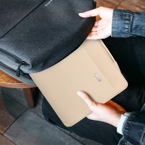 LANDICI 360° Protective Laptop Sleeve Case for 14-15 Inch MacBook Pro/Air, Waterproof Cover Bag, Apricot