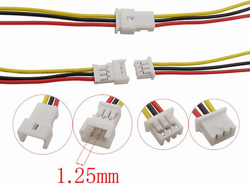 Micro Jst 1.25 Wire Connectors, 20Pairs/40pcs 1.25mm 3 Pin Jst Male and Female Connector Plug with Wires Cables Kit for LED Light 100mm