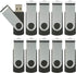 4GB Flash Drive 10 Pack, USB 2.0 Thumb Drives Bulk Swivel Memory Stick for Data Storage, Black