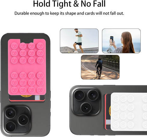 Nogeqi 2 Pcs Self Adhesive Phone Case Sticky Grip Multi-Purpose Silicone phone pocket Sticky Thing for Back Of phone