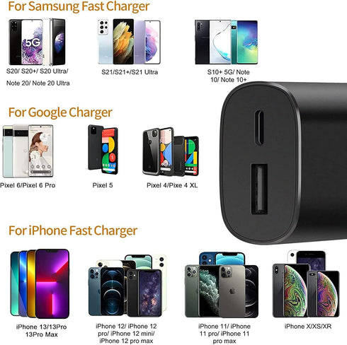 Type C Charger Fast Charging, 25W Dual Port USB-C Power Adapter, USB Wall Charger Compatible with Samsung Galaxy S21