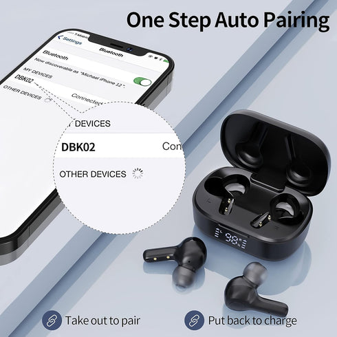 MOZOTER Bluetooth 5.3 Wireless Earbuds, Deep Bass Loud Sound Noise Cancelling with 4 Microphones for iPhone Android