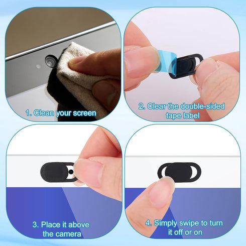 Goktvai 100pcs Laptop Camera Covers, Black Ultra-Thin Front Webcam Privacy Phone Camera Cover Slide Webcam Protects