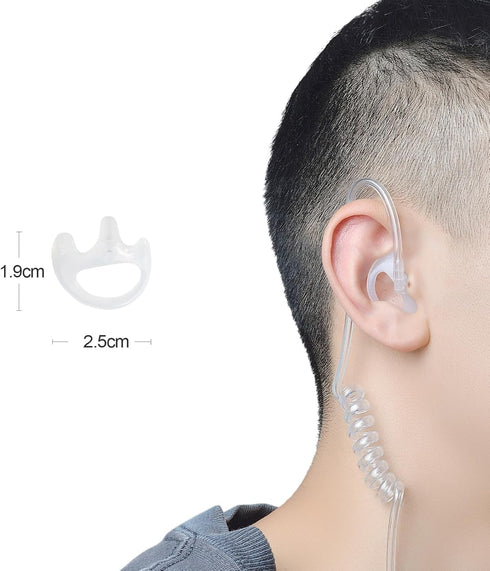 Replacement Earmold Earbud for Two Way Radio Air Acoustic Coil Tube Earpiece Headset,for Motorola Kenwood Baofeng Walkie Talkie Earpieces (Clear, 2 Pairs)