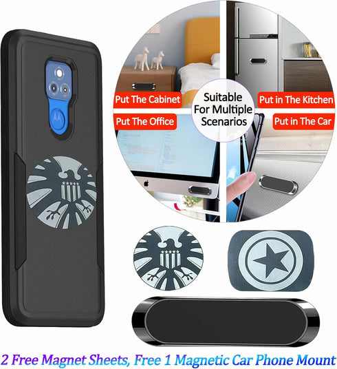LMDAMZ for Pixel 6A 6.1 Inch Double Layer Hybrid Military Grade Rugged Shock Resistant Drop Case with 1 PCS Magnetic Car Mount and 1 PCS HD Tempered Glass Screen Protector (Blue)