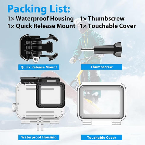 HONGDAK Waterproof Housing Case for GoPro Hero 7/6/5 Black(2018), 196ft/60m Waterproof Case Diving Protective Housing Shell with Touchable Cover for GoPro Action Camera Underwater Dive Case Shell