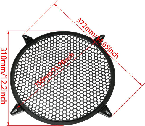 RLECS 12 Inch SubWoofer Plastic Mesh Cover with 4PCS Grill Clamps and Screws, Black Video Accessories