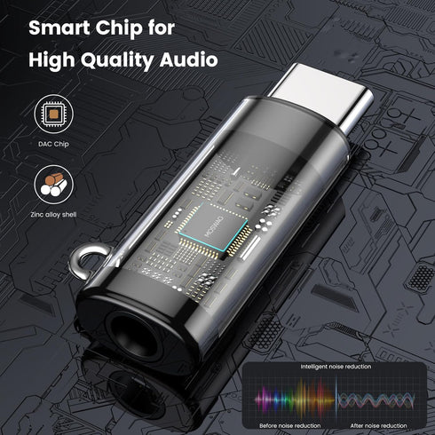MOSWAG USB C to 3.5mm Headphone Adapter, Type C Headphone Adapter Aux Mic Audio Dongle, Hi-Res DAC Chip Compatible