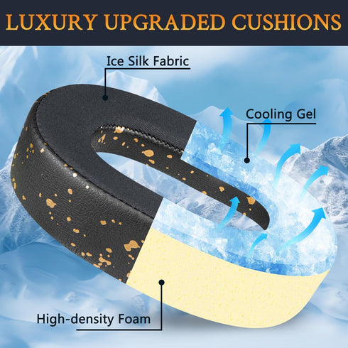 SOULWIT Cooling Gel Replacement Ear Pads for Jabra Elite 85h Wireless Over-Ear Headphones, Black Gold Earpads