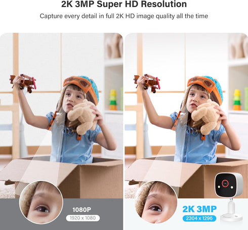 Jennov 2K Home Security Cameras - Indoor/Outdoor WiFi Camera for Baby, Pet Dog, 2 Pcs with Color Night Vision