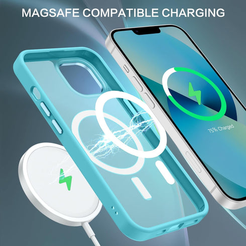 BENTOBEN Magnetic iPhone 13 & 14 Case, Lake Blue Translucent Matte Phone Cover Compatible with MagSafe