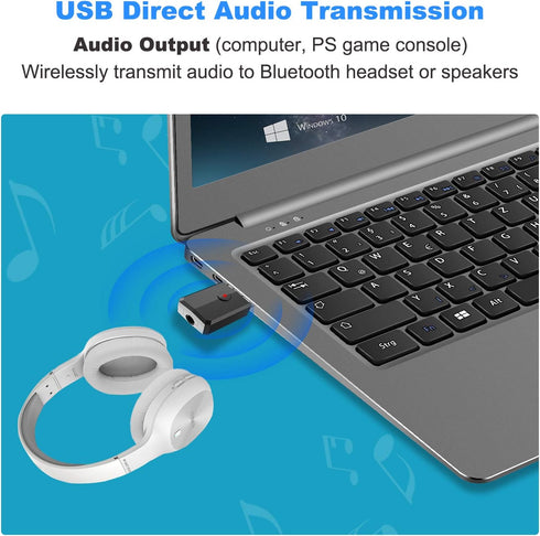 Isobel 4-in-1 Mini Wireless Audio Adapter, USB Bluetooth 5.0 Transmitter Receiver, 3.5mm AUX for TV, PC, Speakers,