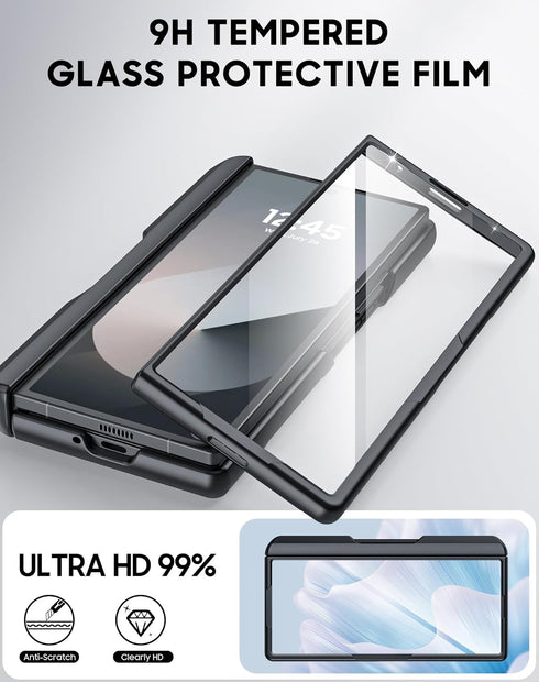 Vizvera Black Shockproof Silicone Wallet Case for Samsung Galaxy Z Fold 6, RFID Cards Holder, Camera Cover