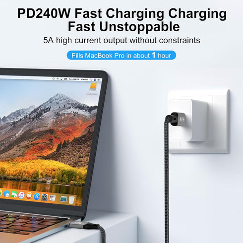 USB4 Cable with Thunderbolt 4, 240W Charging Cable, 40 Gbps Data Cable, 8K @ 60Hz for MacBook, Laptops, Monitor