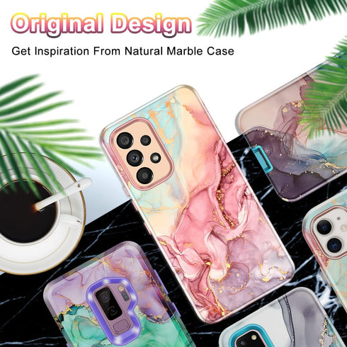 Btscase Samsung Galaxy A53 5G Case, Marble Pattern Heavy Duty Shockproof Full Body Cover, Rose Gold
