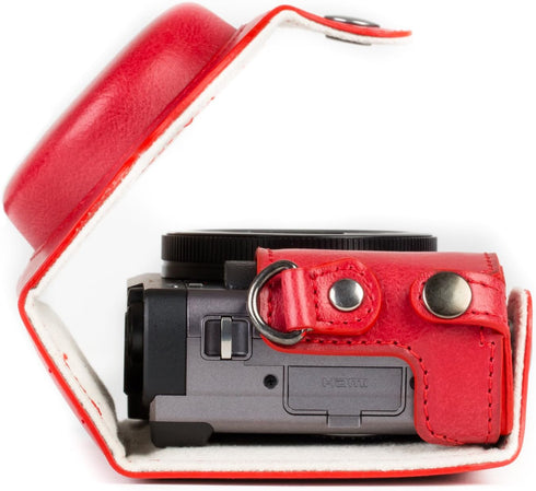 MegaGear MG1262 Ever Ready Leather Case for Panasonic Lumix DC-ZS80, DC-ZS70, DC-TZ95, DC-TZ90 - Red