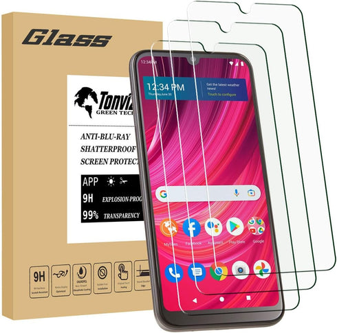 BLU View 4 Tempered Glass Screen Protector 3 Pack, 9H Anti-Scratch, Ultra Clear, 0.26mm HD, Bubble Free.