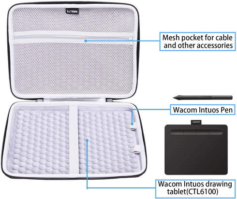 LTGEM Tablet Case for Wacom Intuos Medium Bluetooth Graphics Drawing Tablet Model # CTL6100, Hard Protective Case