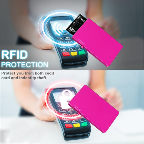 Minimalist Credit Card Wallet with Magnetic Ring, Slim Aluminum RFID Blocking Wallet, Magnetic Card Holder for Men &