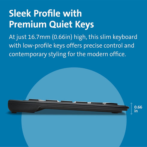 Slim Type Wired Keyboard K72357USA by Kensington, Black
