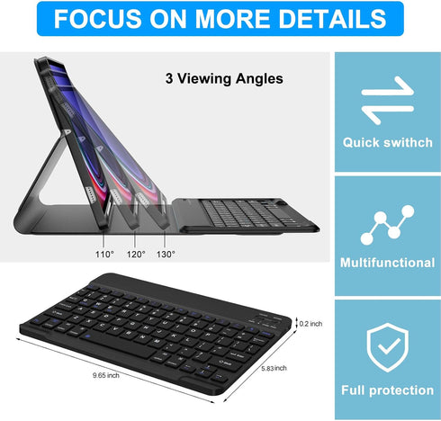 Keyboard Case for Samsung Galaxy Tab S9 FE 5G 10.9-inch, Bluetooth Detachable Keyboard, Smart Cover with S Pen, Black