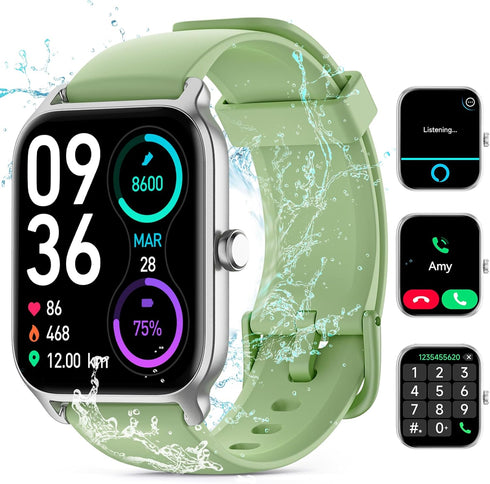 Smart Watches for Men/Women, 1.8'' Alexa Built-in Fitness Tracker Watch with Bluetooth Calls, IP68 Waterproof, 110