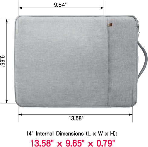 RAINYEAR 14 Inch Laptop Sleeve Case, Handbag with Handle Strap for Chromebook, Gray