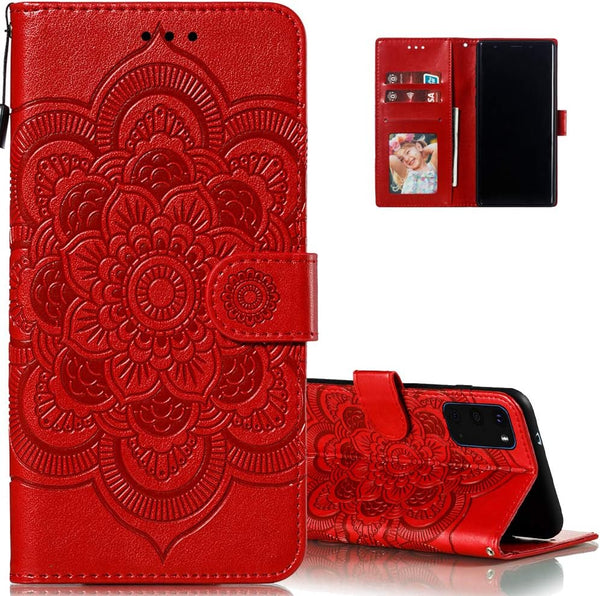 Galaxy S20 FE 5G Case, Flip Premium Wallet Phone Case, PU Leather Mandala Embossed Shockproof Cover with Kickstand