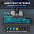 Large Print Keyboard - 7 Interchangeable Backlight Colors, Light Up USB Wired Computer Keyboards, USB Plug-and-Play,