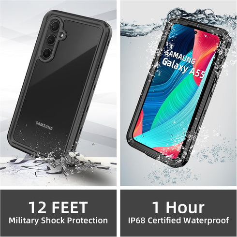 Waterproof Case for Samsung Galaxy A55 5G with Built-in Screen Protector, Rugged Full Body Dustproof Shockproof Drop