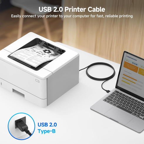 6ft, Cable Matters USB Printer Cable - USB A to B Cable, Compatible with Printer, External Hard Drive, Audio Interface