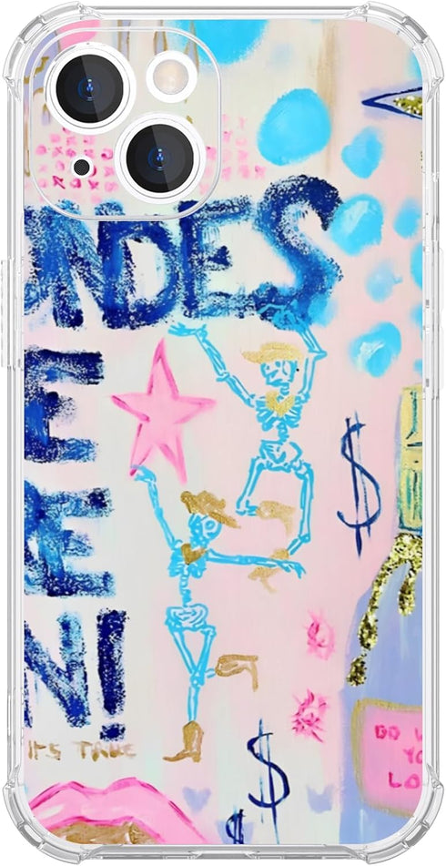 Preppy Art Phone Case Fit for iPhone 15 Plus, Wireless Charging Shockproof Clear Blondes Have More Fun Phone Cover Gift