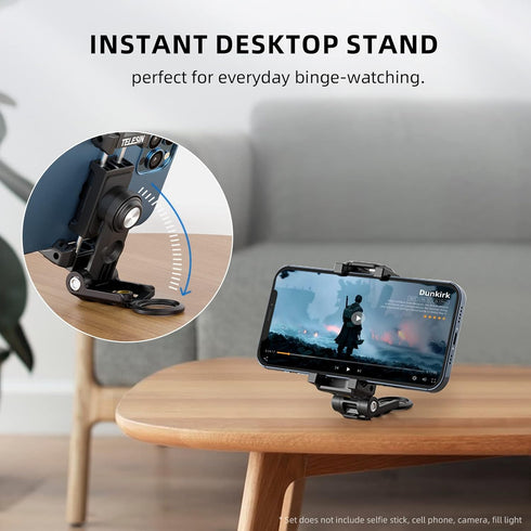 TELESIN Phone Tripod Mount Holder Adapter, Adjustable Cell Phone Stand with Cold Shoe for iPhone 14/13/12/11 Pro