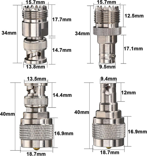 Upgraded CB Radio Antenna Adapter Kit - Optimized VSWR BNC to UHF Male Female 4 Type RF Connector