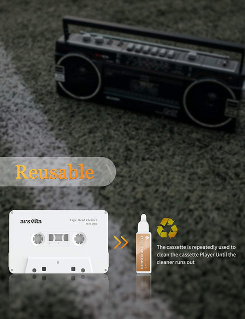 Arsvita Audio Cassette Head Cleaner, Tape Cleaning Kit for Home/Portable/Car Cassette Players