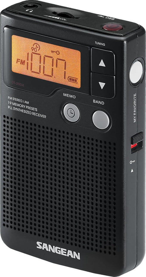 Sangean DT-200X FM-Stereo/AM Digital Tuning Pocket Radio - Black