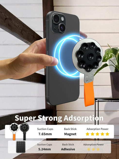 Magnetic Suction Cup Phone Mount, Silicone Grip Holder for MagSafe, Hands-Free Mirror Shower Phone Holder for TikTok