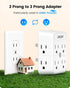 LENCENT 2 Prong Power Strip, 3 to 2 Prong Outlet Adapter, Surge Protector, Compact Wall Plug Splitter Tap for