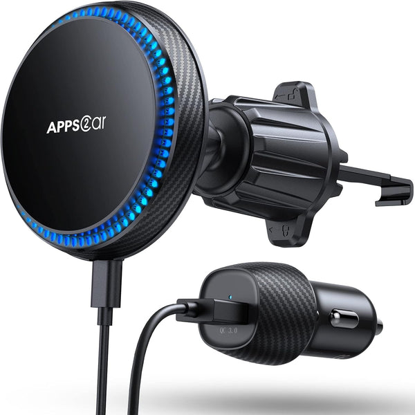 APPS2Car Wireless Car Charger with 15W Fast Charging for Magsafe Car Vent Mount, Compatible with iPhone 15/14/Magsafe