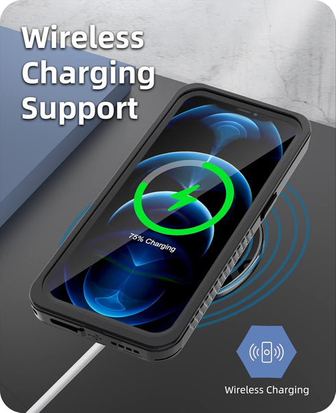 WIFORT Waterproof Case for iPhone 12 Pro Max - Certified Water Proof & Military Protection, Full Body Shockproof
