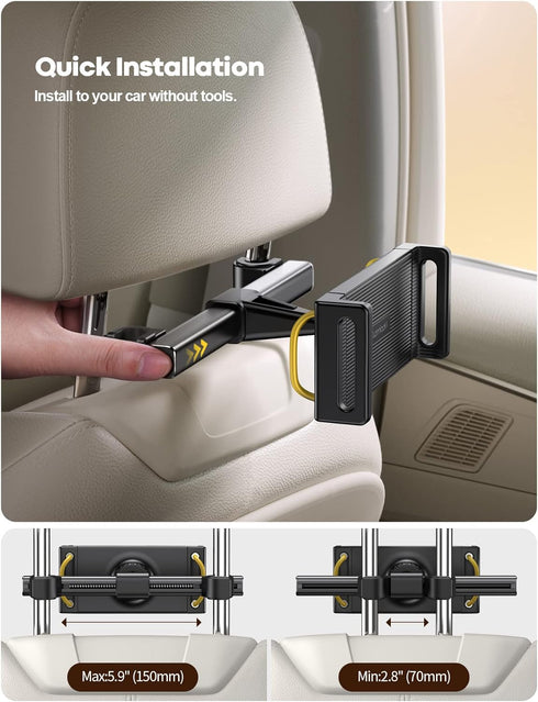 Lamicall Car Tablet Headrest Holder - Back Seat Tablet Mount Stand for Kids, Compatible with 2024 iPad Pro 11/13",